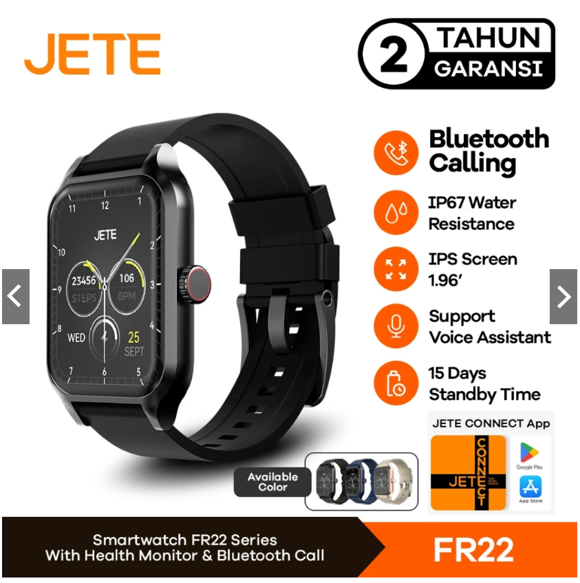 Smartwatch JETE FR22 Sport Mode 100 Custom Watch Face Screen IPS With IP67