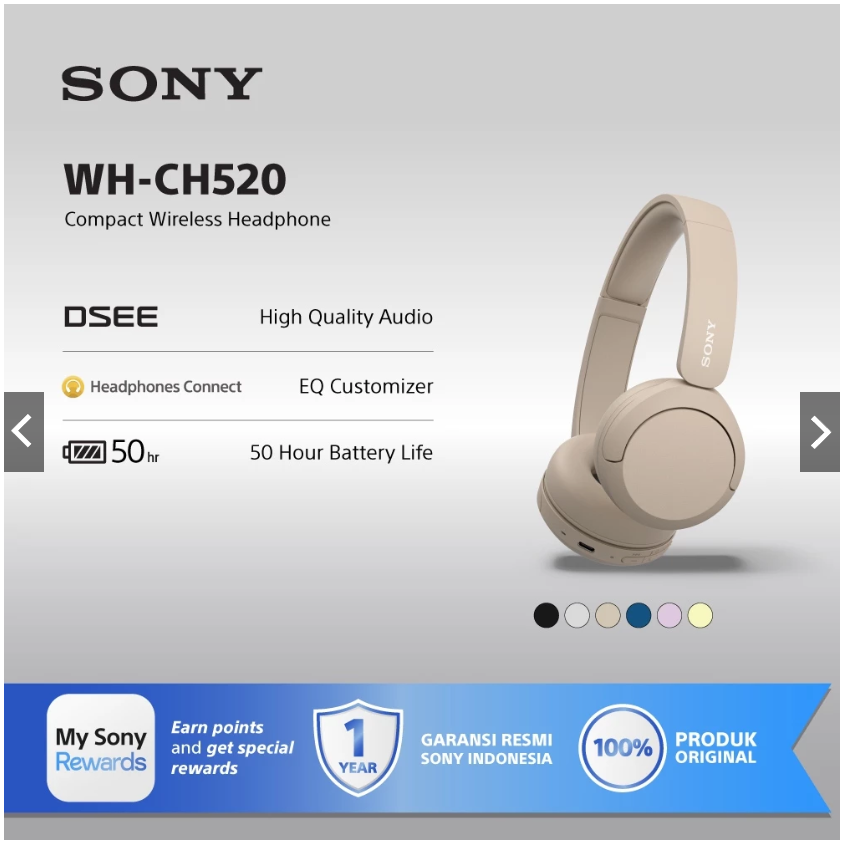 SONY WH-CH520 On Ear Wireless Headphone / CH520 / CH-520 - Beige