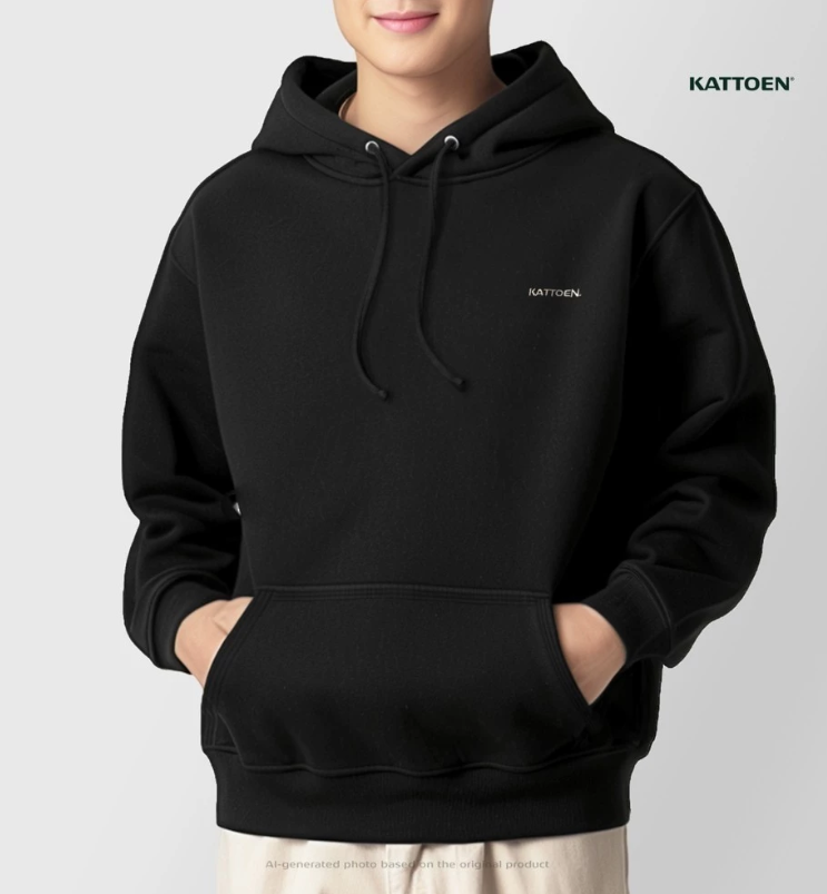 Kattoen Jaket Jumper Hoodie Polos - Black Basic