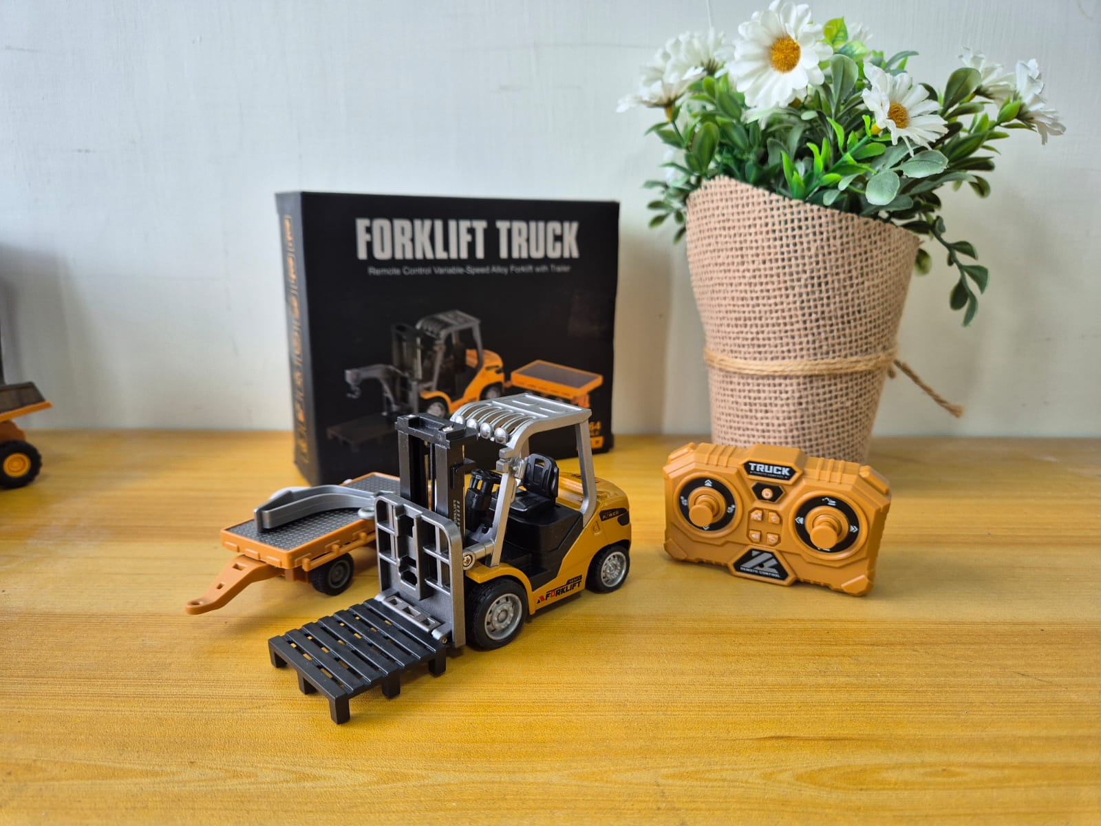 RC Forklift Truck 1:64 Alloy Remote Control + Trailer Pallet Mini - Foto 2